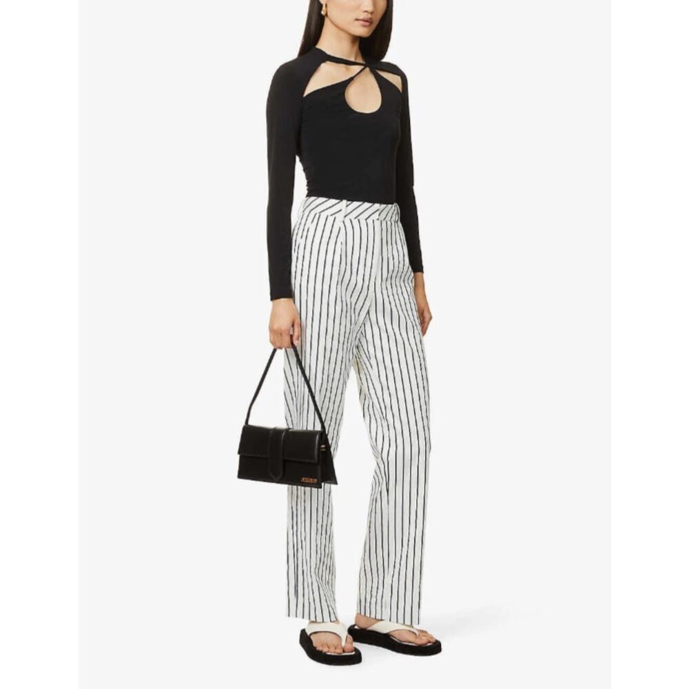 Musier Paris Kea Striped Trousers Cotton High Rise Minimalist Business Preppy 6